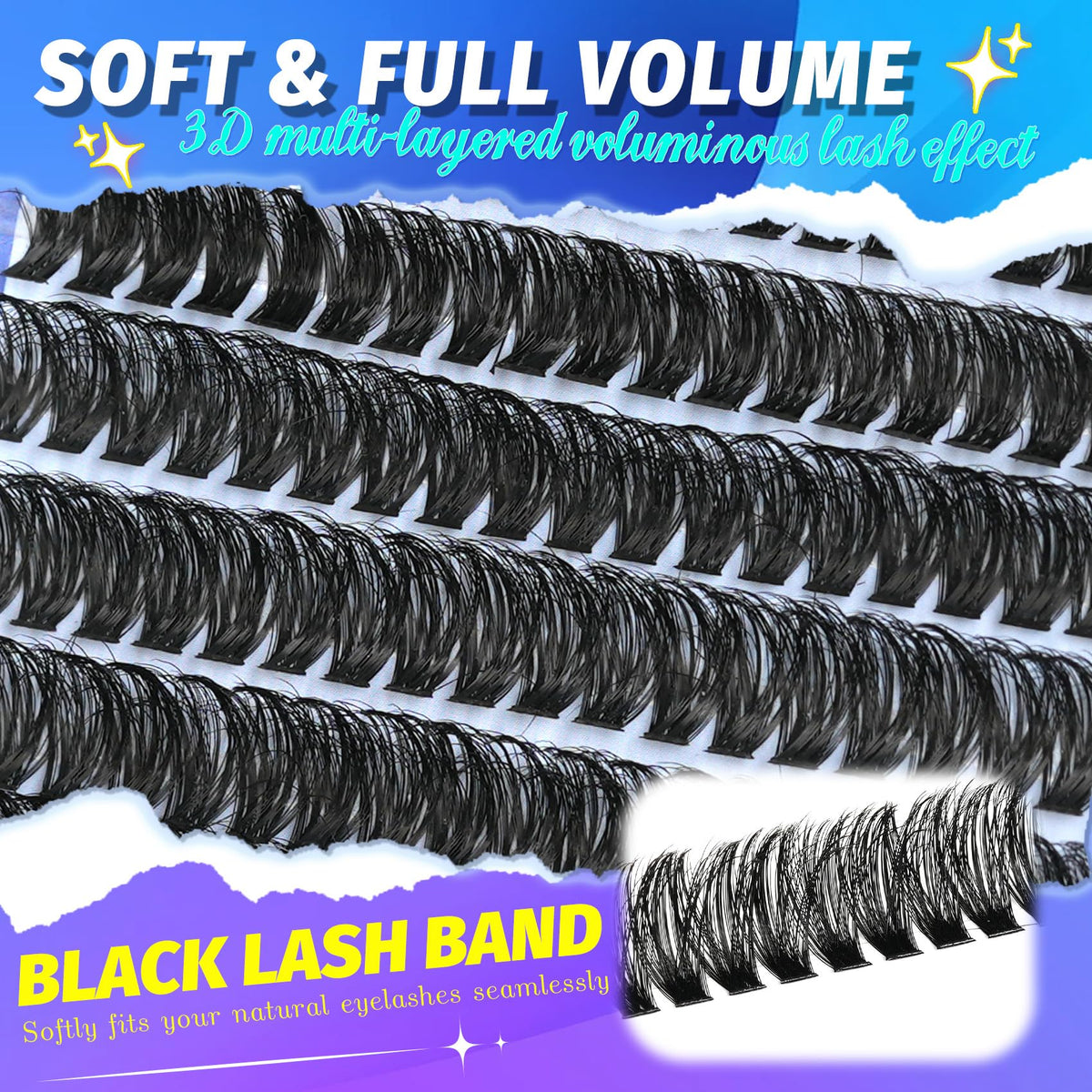 Lash Clusters Wispy 80D Eyelash Clusters 10-18mm Fluff Cluster Eyelash Extensions D Curl No Plastic Feel Individual Lashes Extension 240 Pcs Versatile False Eyelashes Clusters