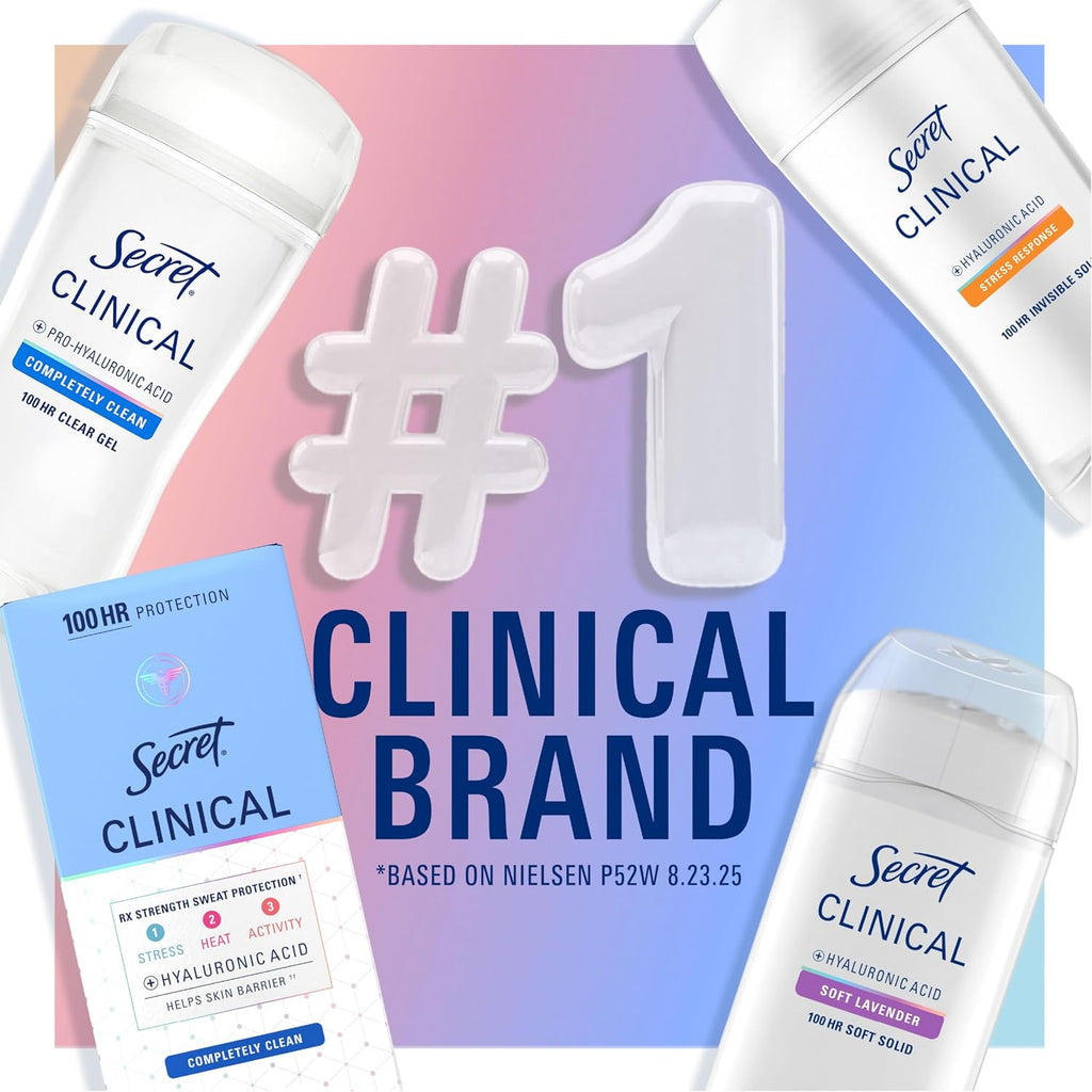 Secret Clinical Strength 100HR Defense, Invisible Solid Antiperspirant Deodorant for Women, A'Ja Wilson Edition, Triple Threat Sweat Protection, Hyaluronic Acid, Court Queen Citrus Scent, 2.6 oz