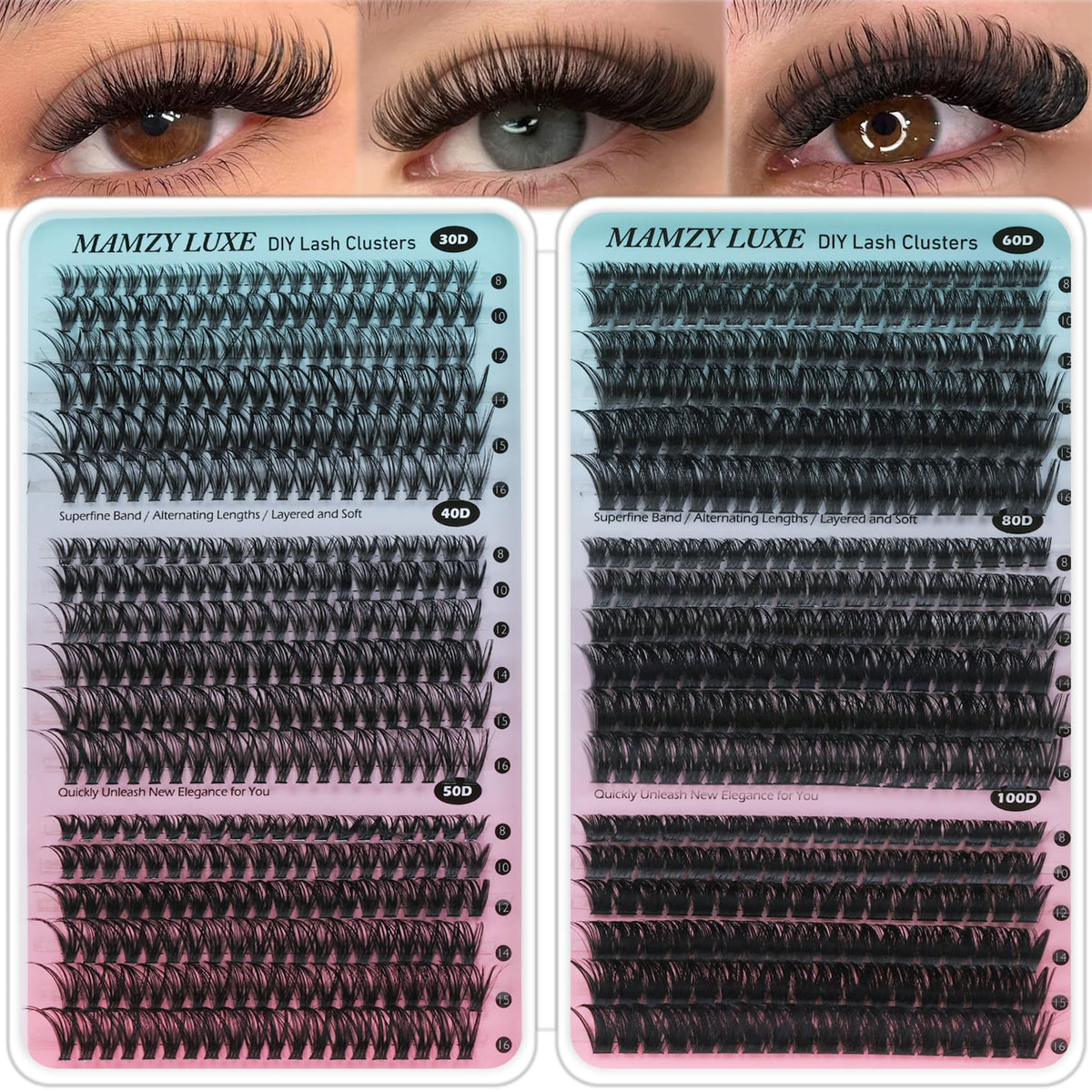 Lash Clusters Wispy 80D Eyelash Clusters 10-18mm Fluff Cluster Eyelash Extensions D Curl No Plastic Feel Individual Lashes Extension 240 Pcs Versatile False Eyelashes Clusters