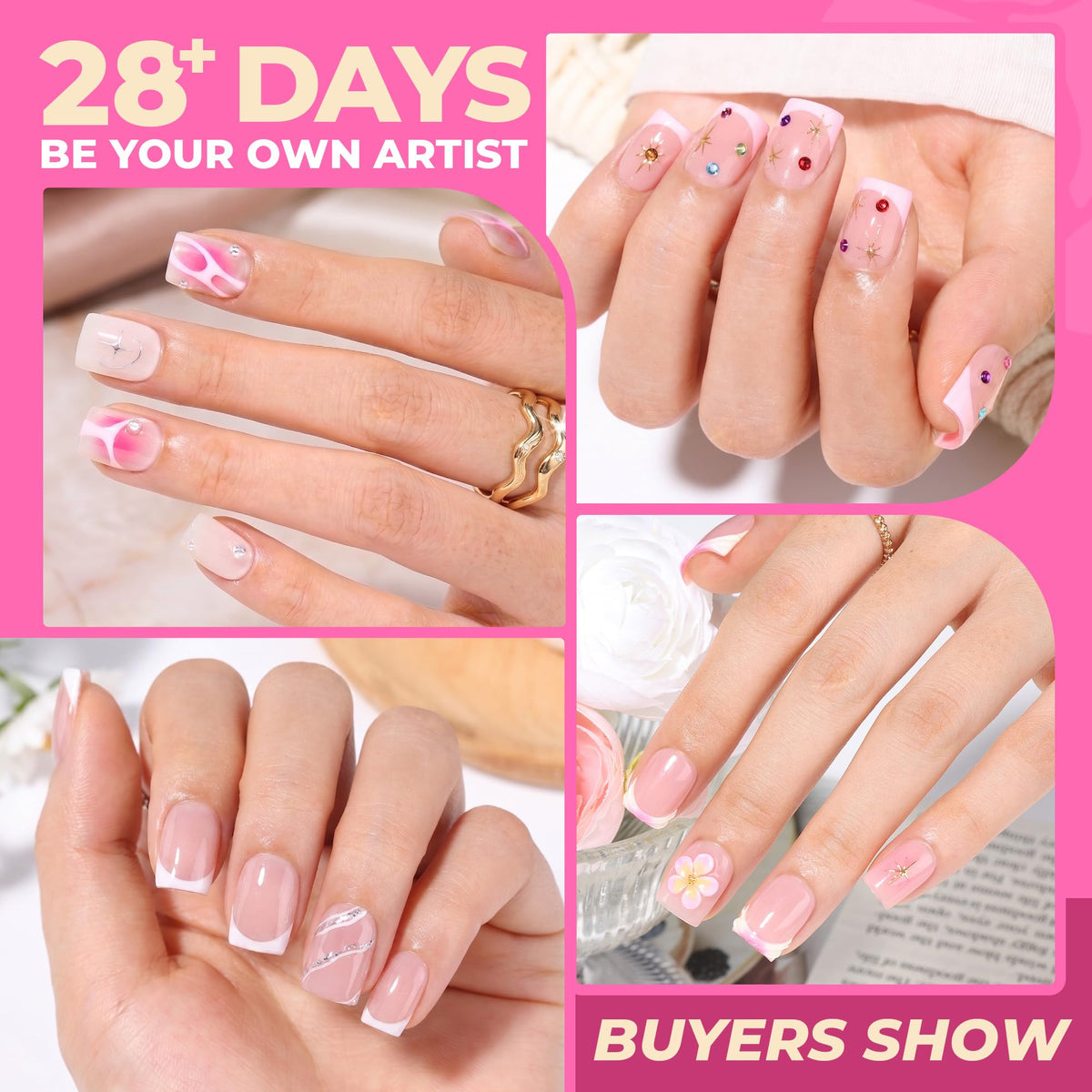 UNA GELLA Almond Gel Nail Tips 504PCS Pre-Etched Clear Fake Nails Tips