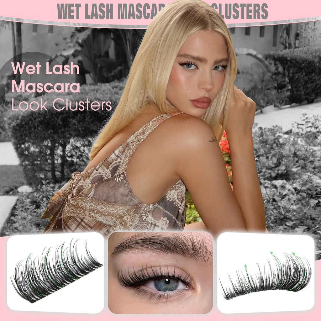 Goddvenus Lash Clusters Kit Wispy Eyelash Clusters Lashes Natural DIY Lash Extension Kit 10-16mm Cluster Eyelash Extensions Kit 300pcs C Curl Individual Lashes Cluster Eyelash (With Tweezers)