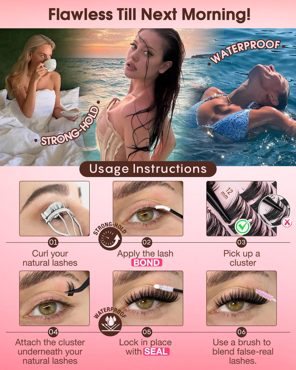 Goddvenus Lash Clusters Kit Wispy Eyelash Clusters Lashes Natural DIY Lash Extension Kit 10-16mm Cluster Eyelash Extensions Kit 300pcs C Curl Individual Lashes Cluster Eyelash (With Tweezers)
