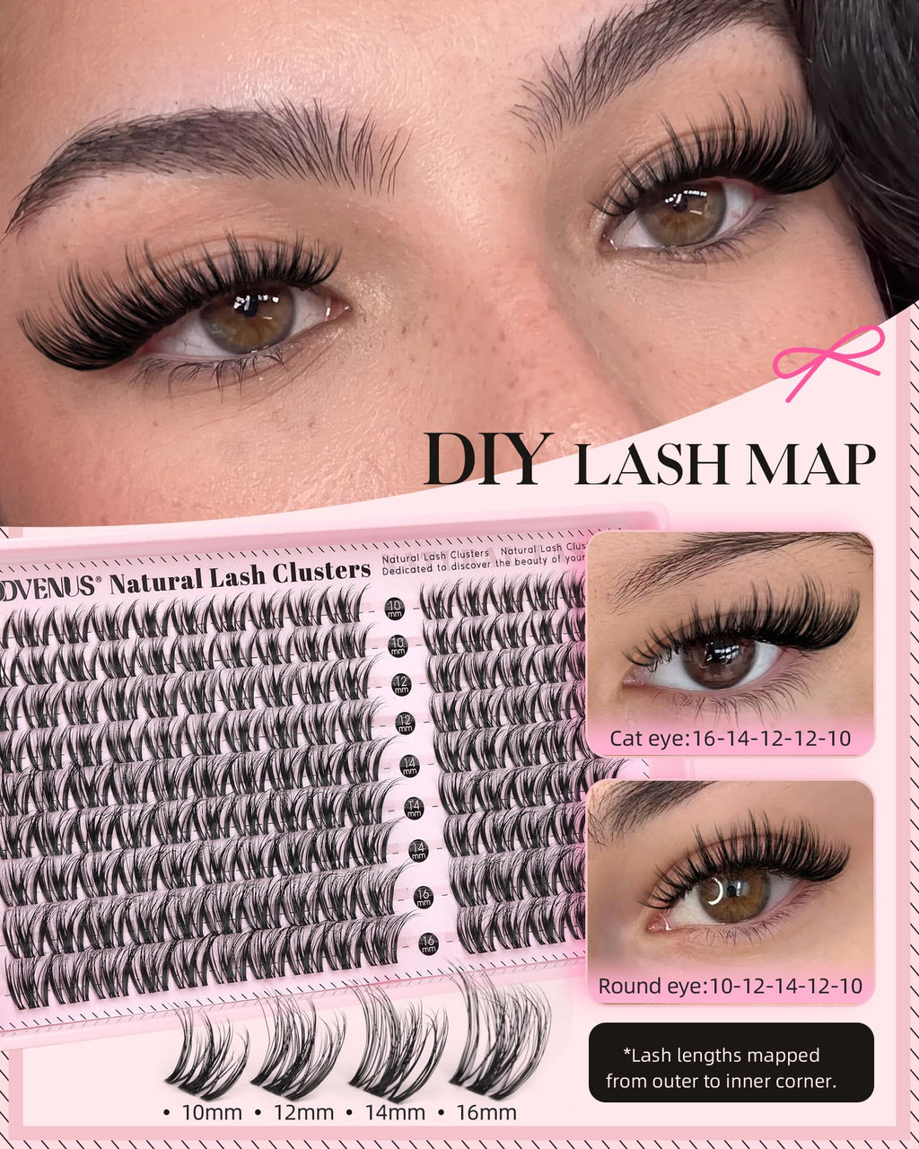 Goddvenus Lash Clusters Kit Wispy Eyelash Clusters Lashes Natural DIY Lash Extension Kit 10-16mm Cluster Eyelash Extensions Kit 300pcs C Curl Individual Lashes Cluster Eyelash (With Tweezers)
