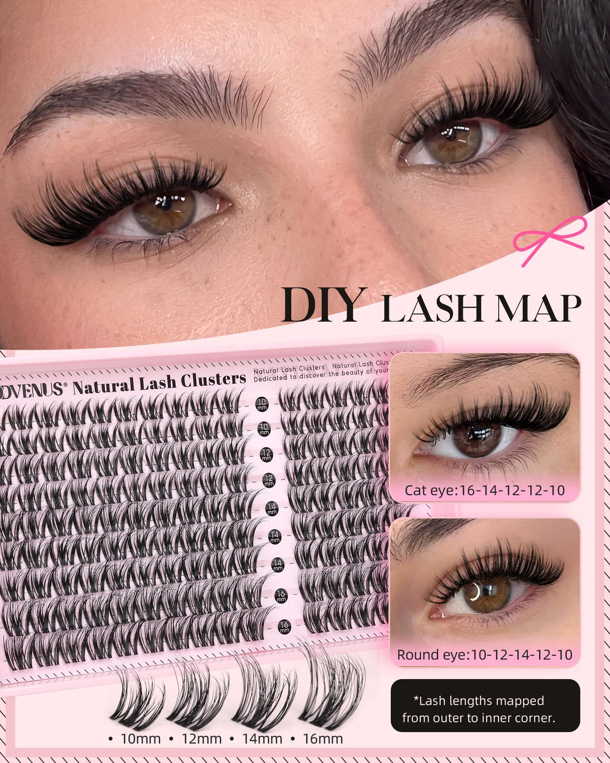 Goddvenus Lash Clusters Kit Wispy Eyelash Clusters Lashes Natural DIY Lash Extension Kit 10-16mm Cluster Eyelash Extensions Kit 300pcs C Curl Individual Lashes Cluster Eyelash (With Tweezers)