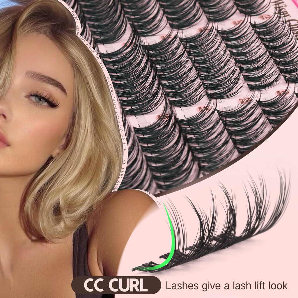 Goddvenus Lash Clusters Kit Wispy Eyelash Clusters Lashes Natural DIY Lash Extension Kit 10-16mm Cluster Eyelash Extensions Kit 300pcs C Curl Individual Lashes Cluster Eyelash (With Tweezers)