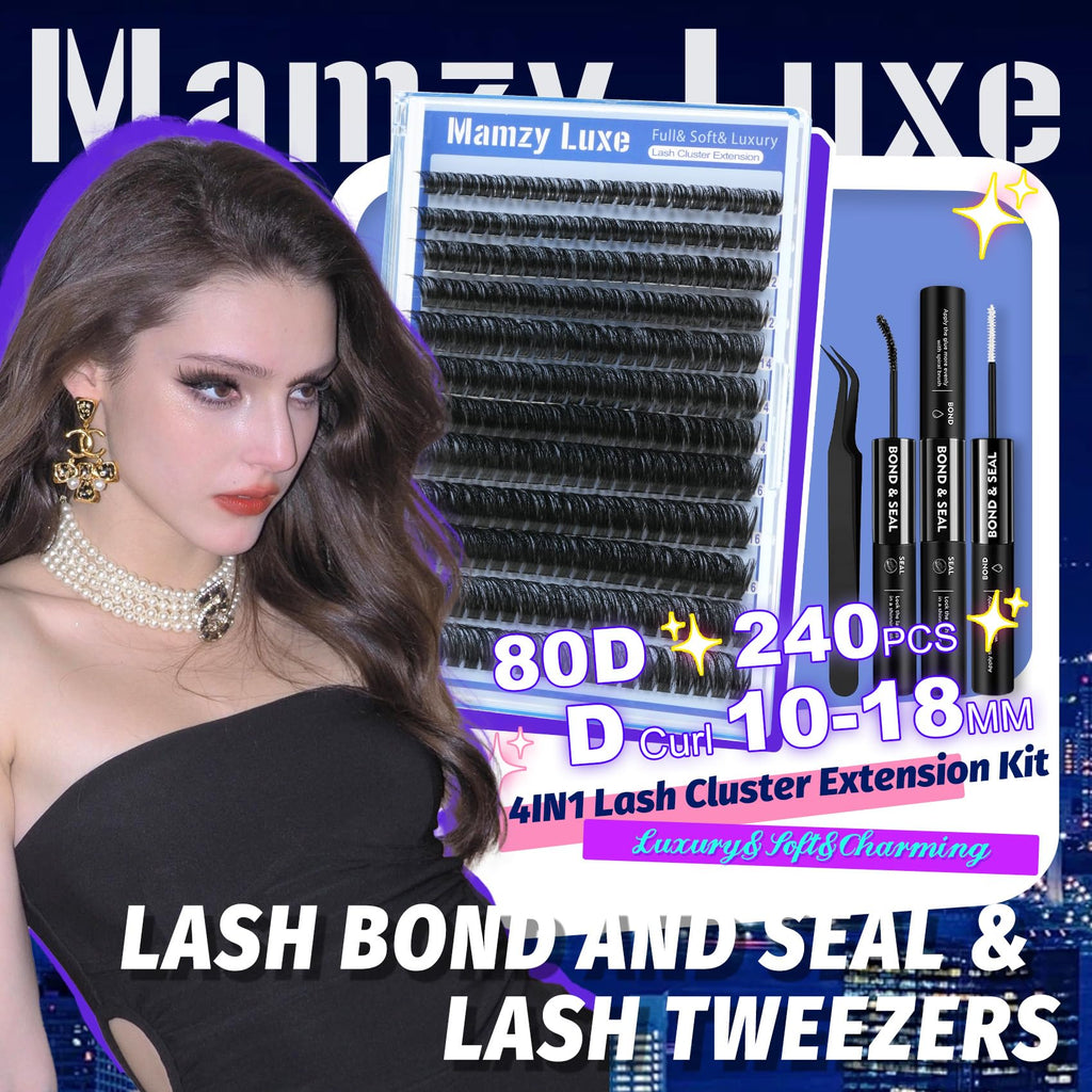 Lash Clusters Wispy 80D Eyelash Clusters 10-18mm Fluff Cluster Eyelash Extensions D Curl No Plastic Feel Individual Lashes Extension 240 Pcs Versatile False Eyelashes Clusters
