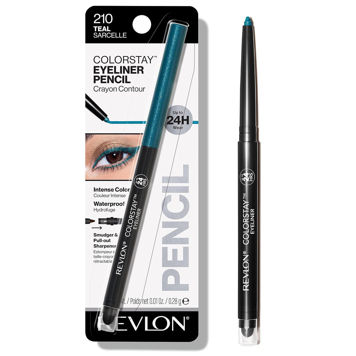 Revlon ColorStay Pencil Waterproof Eyeliner, 202 Black Brown, 0.01 oz
