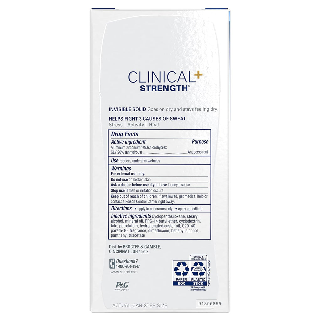Secret Clinical Strength 100HR Defense, Invisible Solid Antiperspirant Deodorant for Women, A'Ja Wilson Edition, Triple Threat Sweat Protection, Hyaluronic Acid, Court Queen Citrus Scent, 2.6 oz