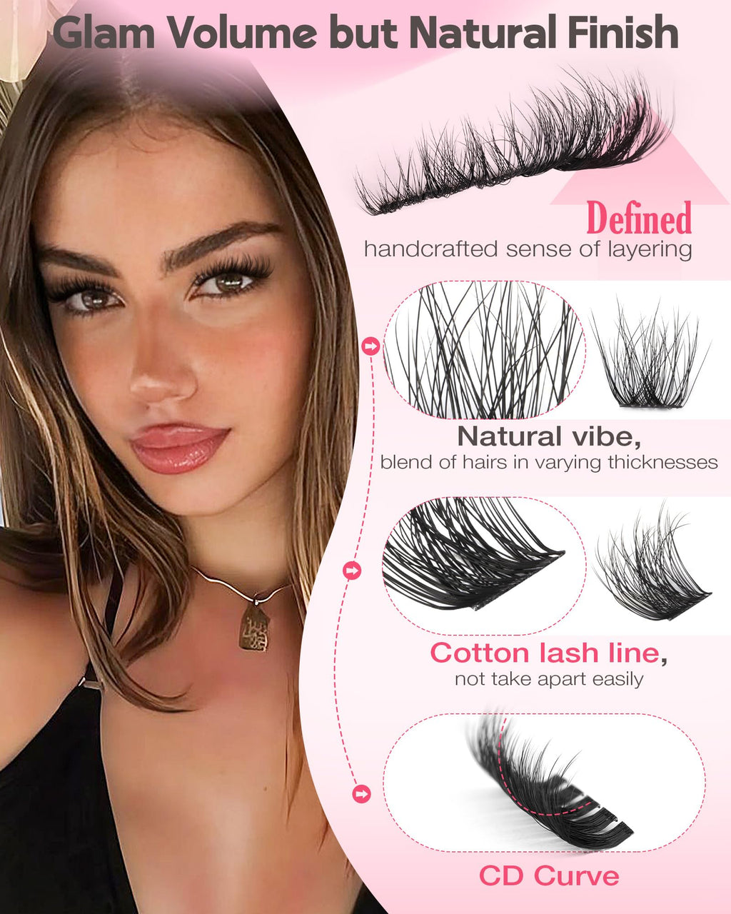 Goddvenus Lash Clusters Kit Wispy Eyelash Clusters Lashes Natural DIY Lash Extension Kit 10-16mm Cluster Eyelash Extensions Kit 300pcs C Curl Individual Lashes Cluster Eyelash (With Tweezers)