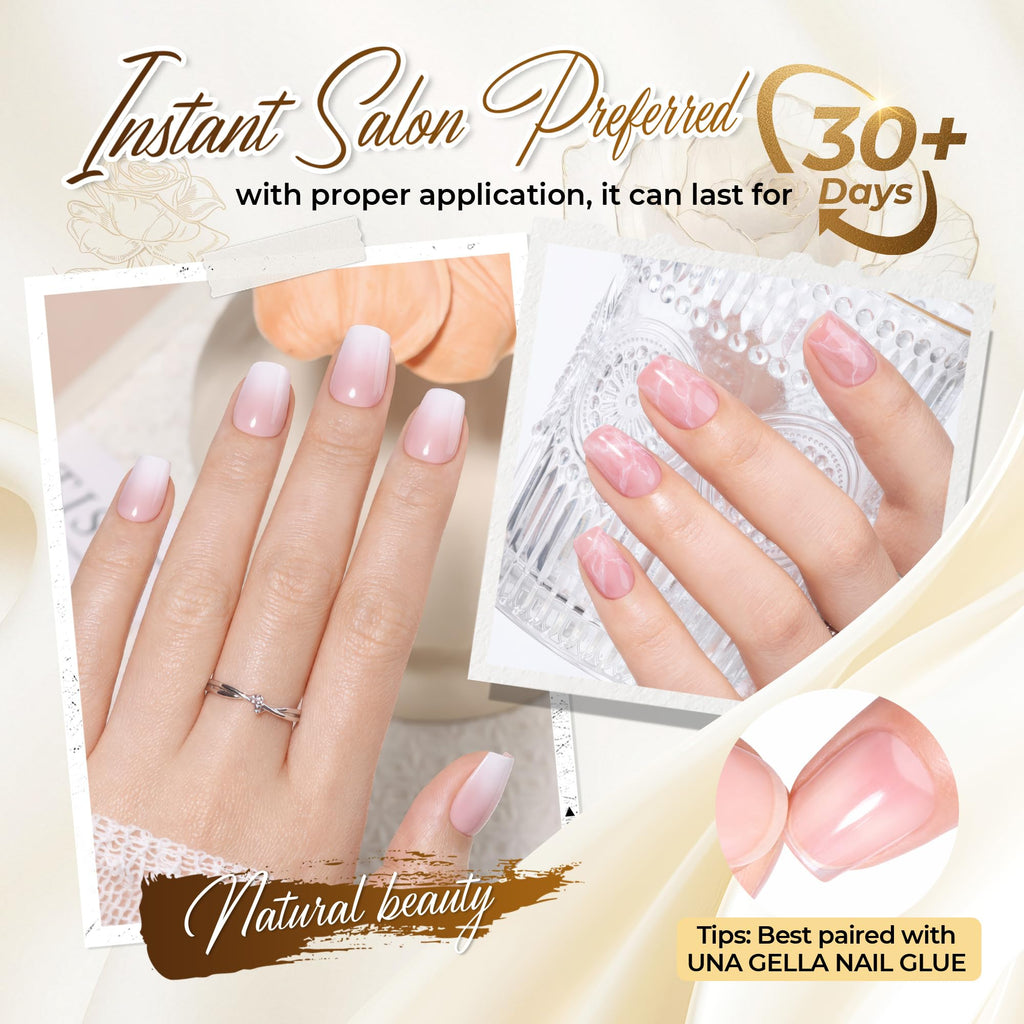 UNA GELLA Almond Gel Nail Tips 504PCS Pre-Etched Clear Fake Nails Tips