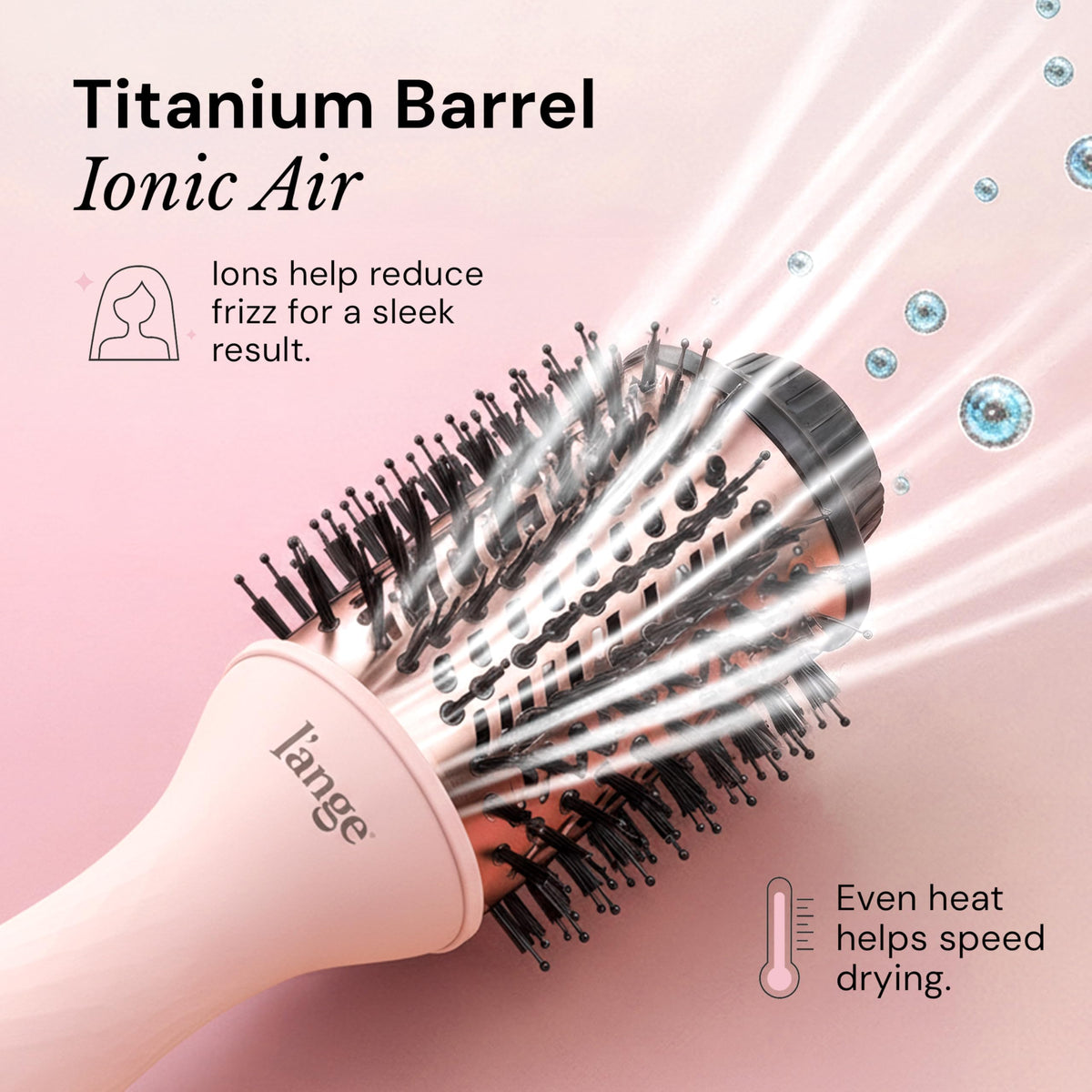 L'ANGE HAIR Le Volume 2-in-1 Titanium Blow Dryer Brush | Frizz Control Blowout Hair Dryer Brush for Drying and Styling | Volumizing Hot Air Styler for All Hairstyles | Oval Barrel | Black - 75mm