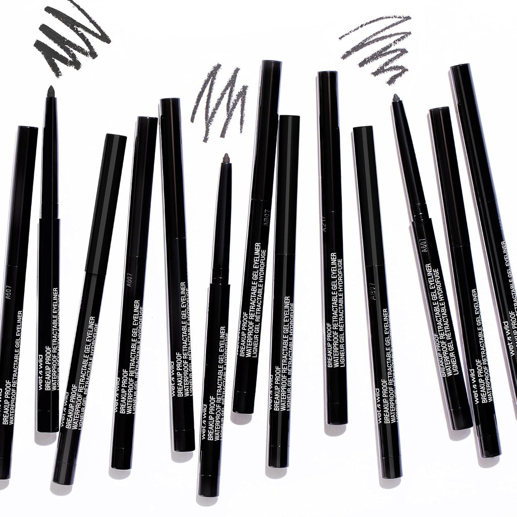 wet n wild Mega Last Breakup Proof Waterproof Retractable Gel Eyeliner - Ultra Pigmented 16-Hour Long Wear, Smudge Proof Satin Finish Formula, Cruelty-Free & Vegan - Charcoal