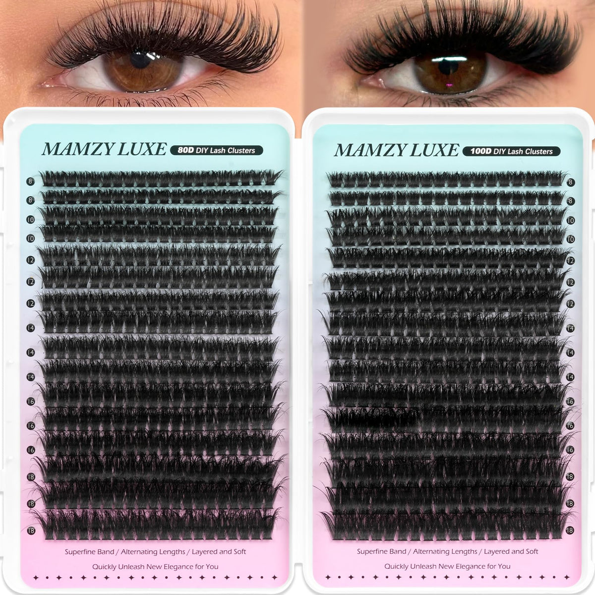 Lash Clusters Wispy 80D Eyelash Clusters 10-18mm Fluff Cluster Eyelash Extensions D Curl No Plastic Feel Individual Lashes Extension 240 Pcs Versatile False Eyelashes Clusters