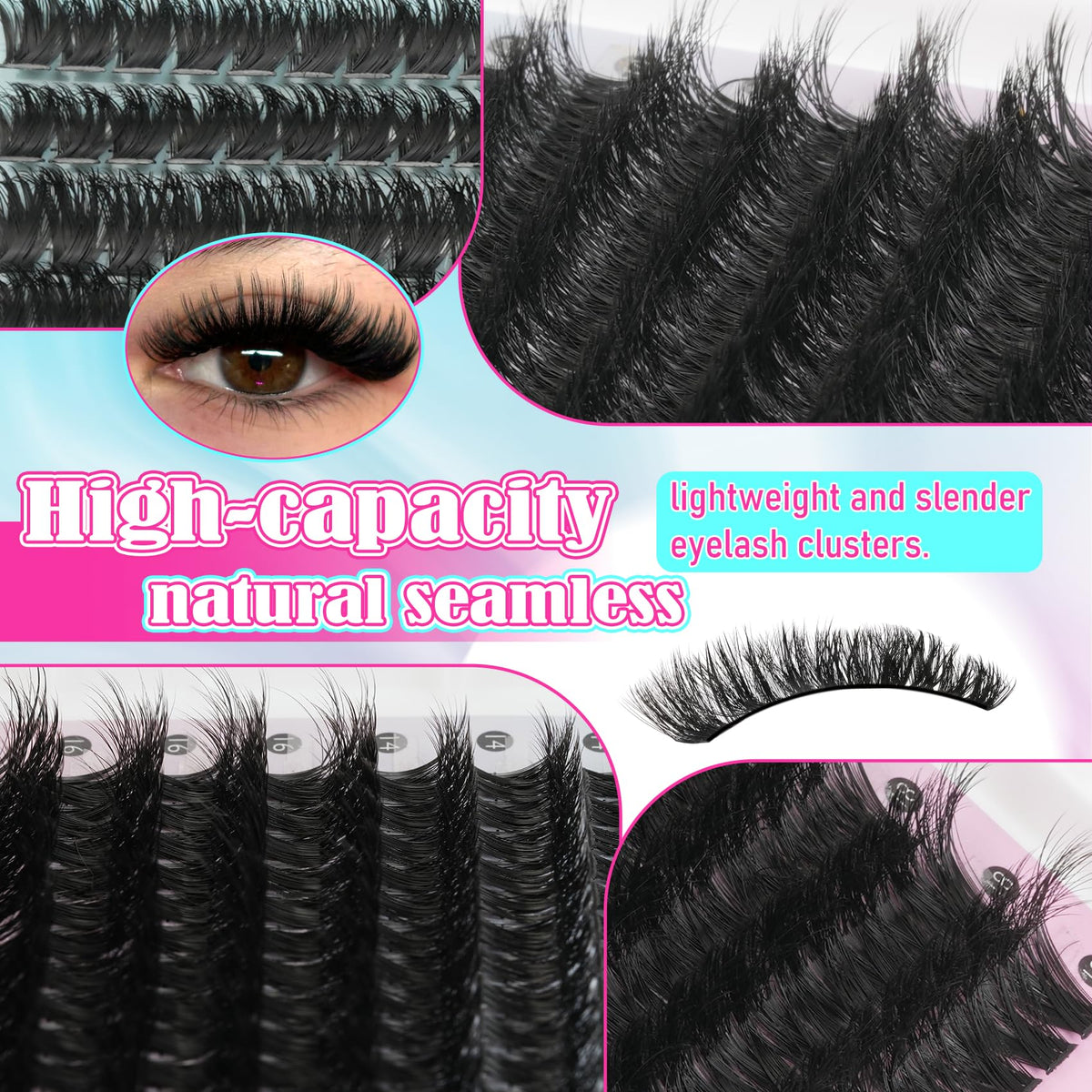 Lash Clusters Wispy 80D Eyelash Clusters 10-18mm Fluff Cluster Eyelash Extensions D Curl No Plastic Feel Individual Lashes Extension 240 Pcs Versatile False Eyelashes Clusters