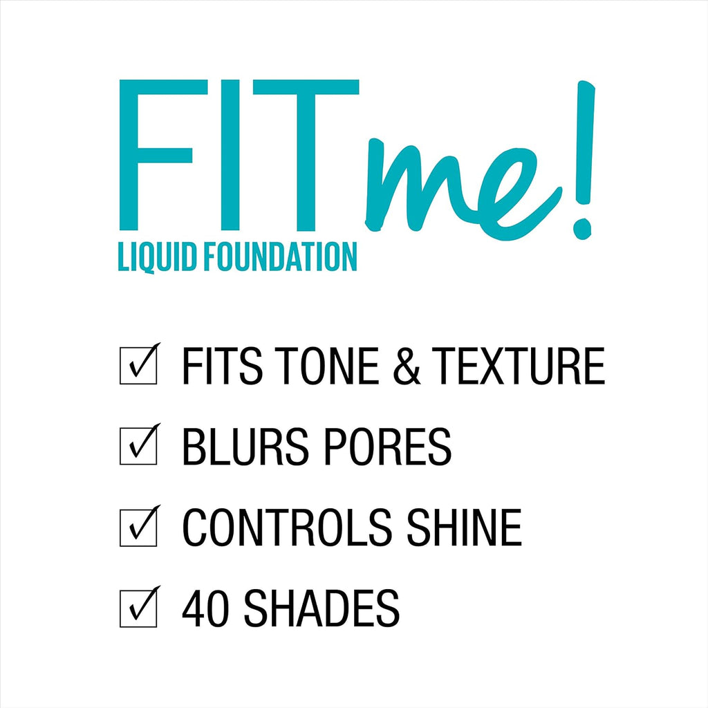 Maybelline Fit Me Matte + Poreless Liquid Oil-Free Foundation Makeup, Toffee, 1 Count (Packaging May Vary)
