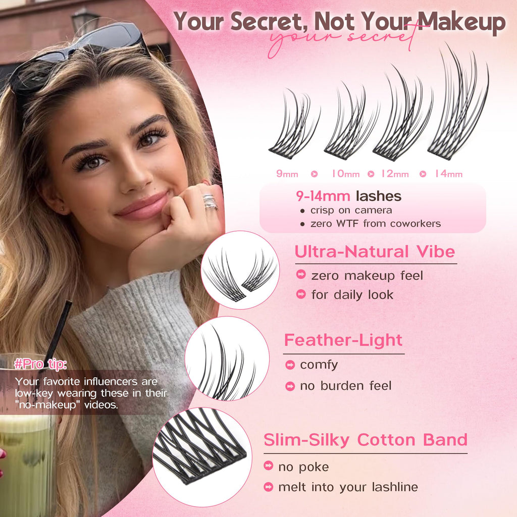 Goddvenus Lash Clusters Kit Wispy Eyelash Clusters Lashes Natural DIY Lash Extension Kit 10-16mm Cluster Eyelash Extensions Kit 300pcs C Curl Individual Lashes Cluster Eyelash (With Tweezers)