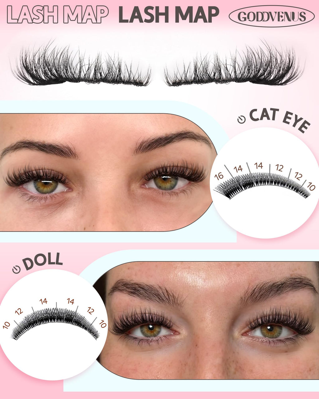 Goddvenus Lash Clusters Kit Wispy Eyelash Clusters Lashes Natural DIY Lash Extension Kit 10-16mm Cluster Eyelash Extensions Kit 300pcs C Curl Individual Lashes Cluster Eyelash (With Tweezers)
