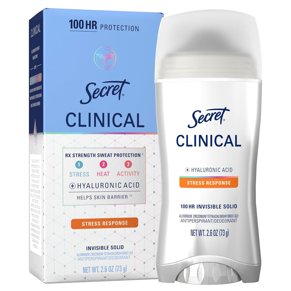 Secret Clinical Strength 100HR Defense, Invisible Solid Antiperspirant Deodorant for Women, A'Ja Wilson Edition, Triple Threat Sweat Protection, Hyaluronic Acid, Court Queen Citrus Scent, 2.6 oz
