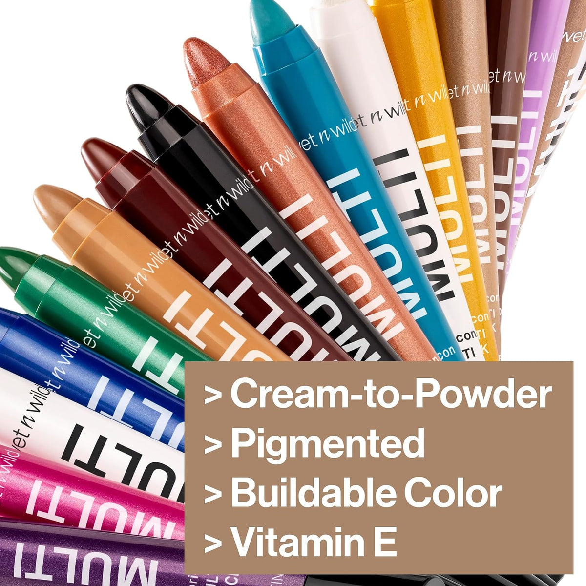 wet n wild Color Icon Cream Eyeliner Eyeshadow Multi-Stick, Moisturizing, Nourishing Velvety Cream-to-Powder Buildable & Blendable Formula, Cruelty-Free & Vegan - Brown Sugar