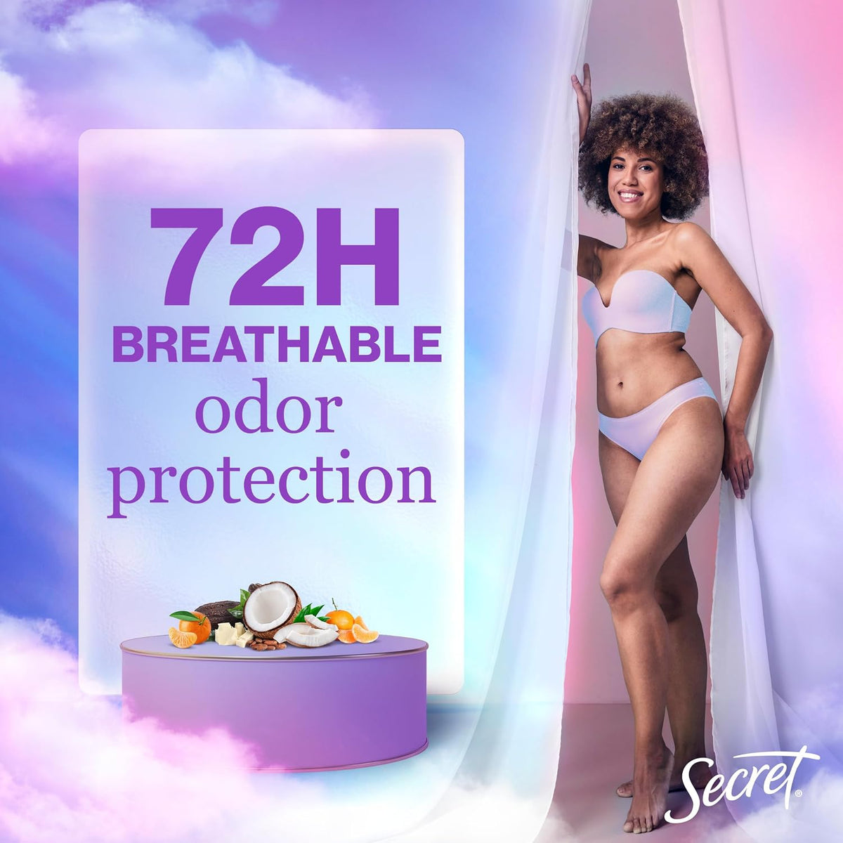 Secret Fresh Antiperspirant Deodorant for Women, 72hr Breathable Sweat & Odor Protection, Instant Freshness & Gentle, PH Balancing Minerals, Clear Gel, Relaxing Lavender Scent, 2.6 oz
