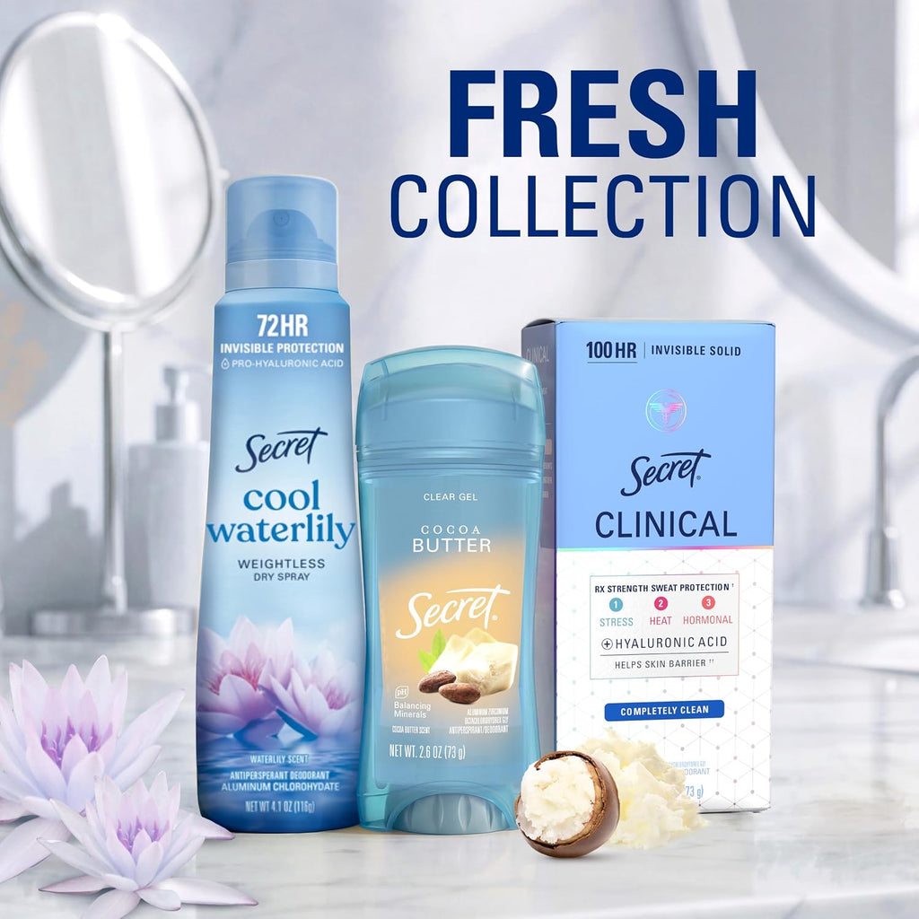 Secret Fresh Antiperspirant Deodorant for Women, 72hr Breathable Sweat & Odor Protection, Instant Freshness & Gentle, PH Balancing Minerals, Clear Gel, Relaxing Lavender Scent, 2.6 oz