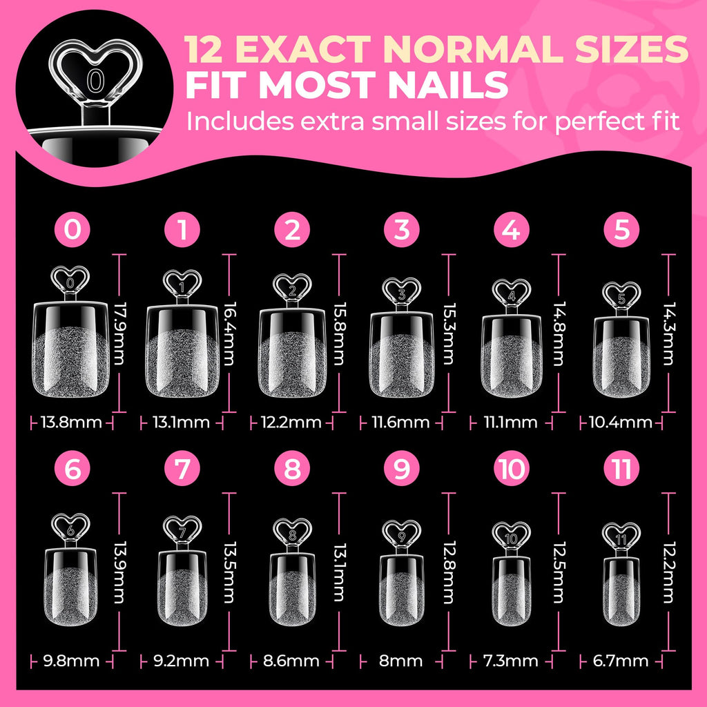 UNA GELLA Almond Gel Nail Tips 504PCS Pre-Etched Clear Fake Nails Tips