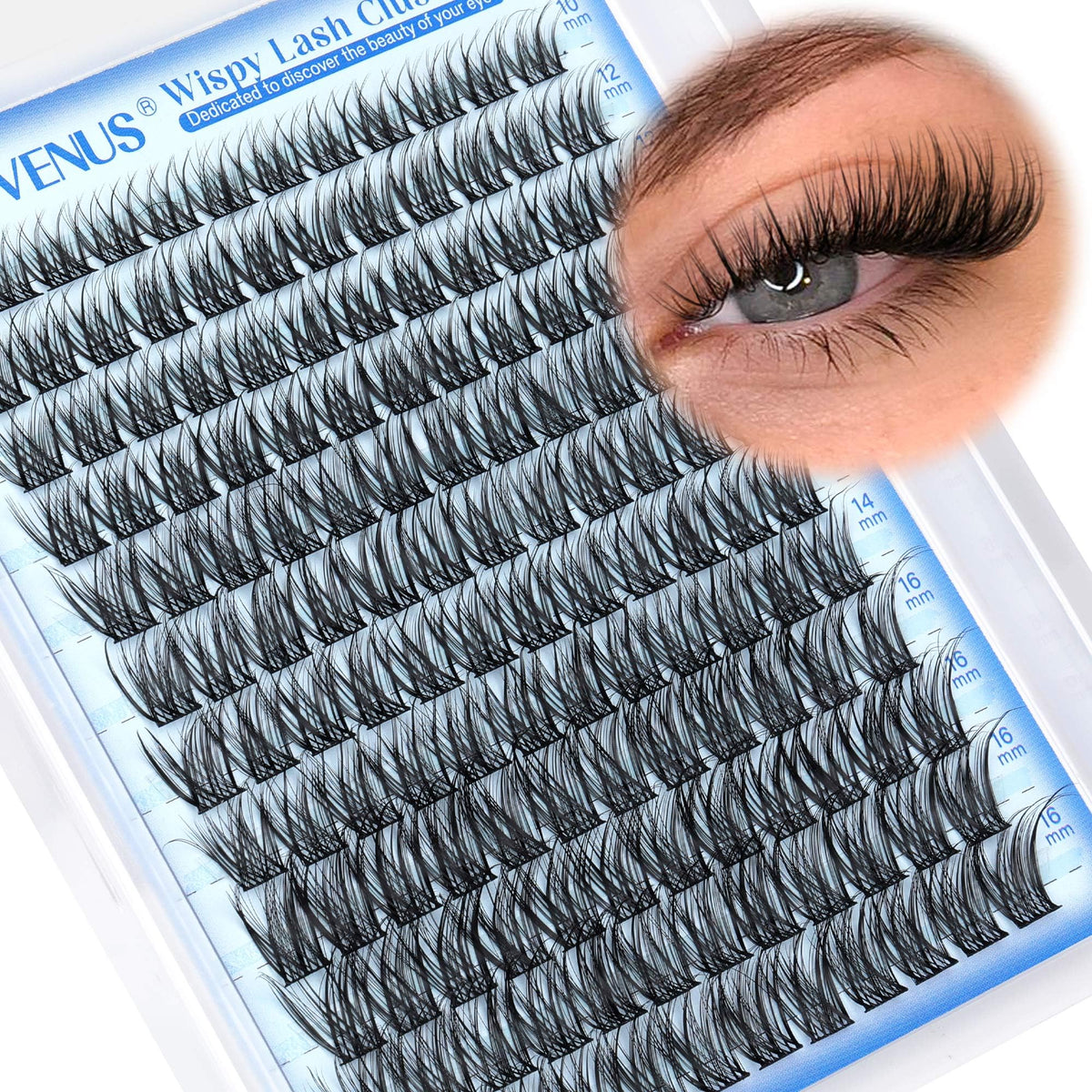 Goddvenus Lash Clusters Kit Wispy Eyelash Clusters Lashes Natural DIY Lash Extension Kit 10-16mm Cluster Eyelash Extensions Kit 300pcs C Curl Individual Lashes Cluster Eyelash (With Tweezers)