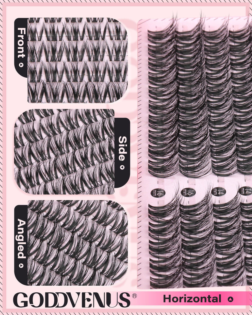 Goddvenus Lash Clusters Kit Wispy Eyelash Clusters Lashes Natural DIY Lash Extension Kit 10-16mm Cluster Eyelash Extensions Kit 300pcs C Curl Individual Lashes Cluster Eyelash (With Tweezers)