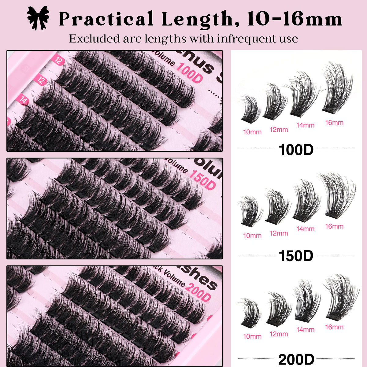 Goddvenus Lash Clusters Kit Wispy Eyelash Clusters Lashes Natural DIY Lash Extension Kit 10-16mm Cluster Eyelash Extensions Kit 300pcs C Curl Individual Lashes Cluster Eyelash (With Tweezers)