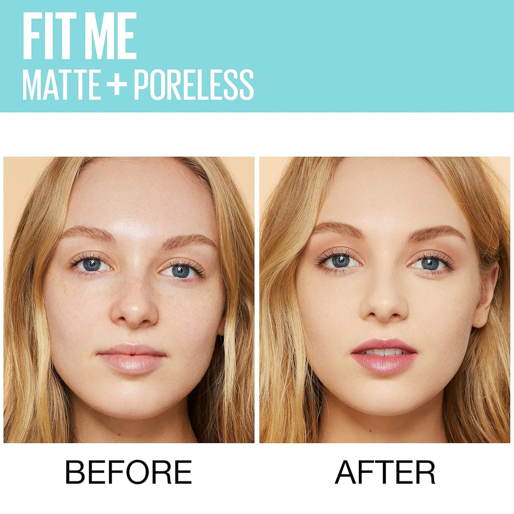 Maybelline Fit Me Matte + Poreless Liquid Oil-Free Foundation Makeup, Toffee, 1 Count (Packaging May Vary)