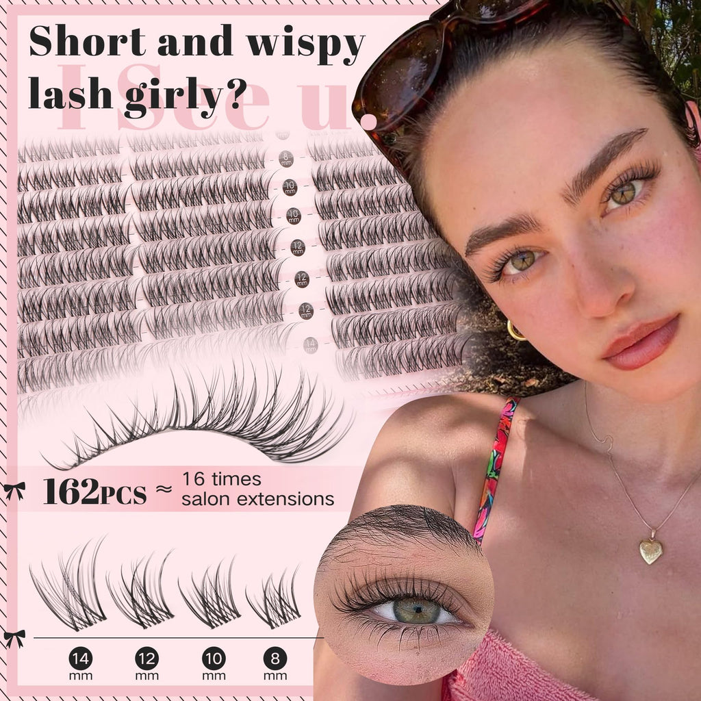 Goddvenus Lash Clusters Kit Wispy Eyelash Clusters Lashes Natural DIY Lash Extension Kit 10-16mm Cluster Eyelash Extensions Kit 300pcs C Curl Individual Lashes Cluster Eyelash (With Tweezers)